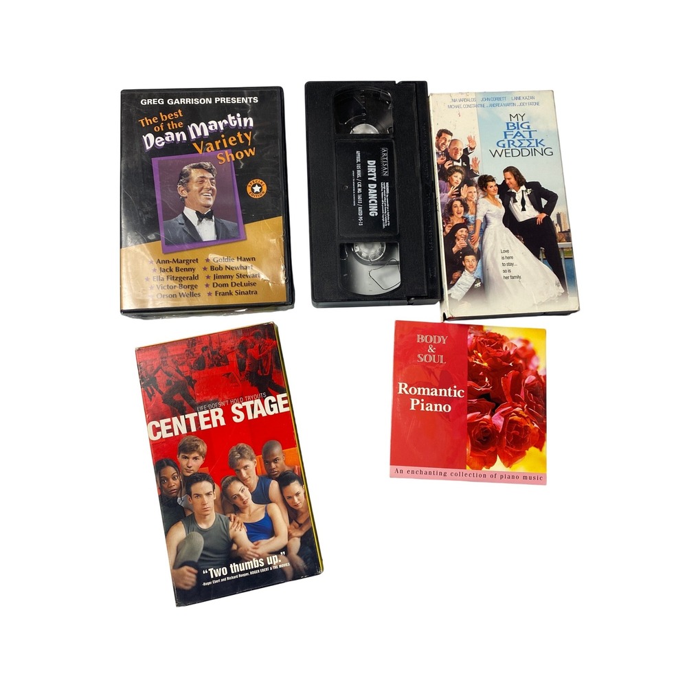 Lot of 4 VHS Tapes Dirty Dancing Center Stage My Big Fat Greek Wedding Dean